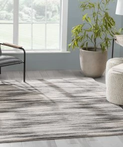 Well Woven Tribal Sebastian Striation Modern Grey Soft Rug
