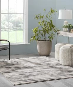 Well Woven Tribal Sebastian Striation Modern Grey Soft Rug