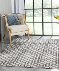 Well Woven Levi Modern Geometric Ivory Grey Soft Rug Tribal