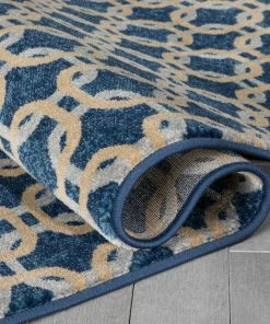 Well Woven Levi Modern Geometric Blue Ivory Soft Rug