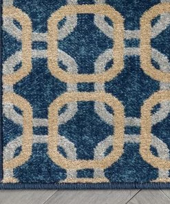 Well Woven Levi Modern Geometric Blue Ivory Soft Rug