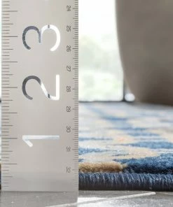 Well Woven Levi Modern Geometric Blue Ivory Soft Rug