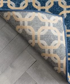 Well Woven Levi Modern Geometric Blue Ivory Soft Rug