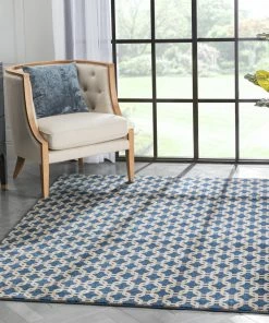 Well Woven Levi Modern Geometric Blue Ivory Soft Rug