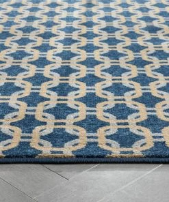 Well Woven Levi Modern Geometric Blue Ivory Soft Rug