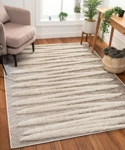 Well Woven Global Brigida Coastal Geometric Beige High-Low Flat-Weave Rug By Chill Rugs