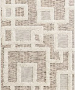 Well Woven Elena Coastal Geometric Beige High-Low Flat-Weave Rug By Chill Rugs