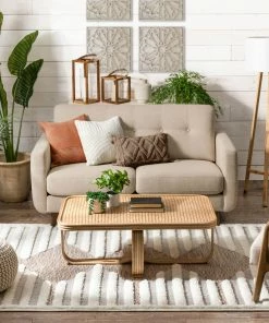 Well Woven Luna Tribal Moroccan Diamond Pattern Beige High-Low Flat-Weave Rug