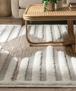 Well Woven Luna Tribal Moroccan Diamond Pattern Beige High-Low Flat-Weave Rug