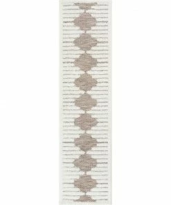 Well Woven Luna Tribal Moroccan Diamond Pattern Beige High-Low Flat-Weave Rug