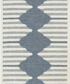 Well Woven Luna Tribal Moroccan Diamond Pattern Blue High-Low Flat-Weave Rug Global