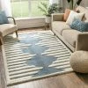 Well Woven Luna Tribal Moroccan Diamond Pattern Blue High-Low Flat-Weave Rug Global