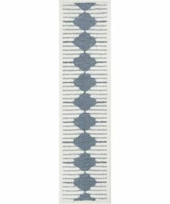 Well Woven Luna Tribal Moroccan Diamond Pattern Blue High-Low Flat-Weave Rug Global