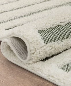 Well Woven Global Luna Tribal Moroccan Diamond Pattern Green High-Low Flat-Weave Rug