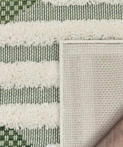 Well Woven Global Luna Tribal Moroccan Diamond Pattern Green High-Low Flat-Weave Rug