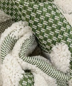 Well Woven Global Luna Tribal Moroccan Diamond Pattern Green High-Low Flat-Weave Rug