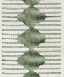 Well Woven Global Luna Tribal Moroccan Diamond Pattern Green High-Low Flat-Weave Rug