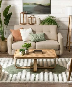 Well Woven Global Luna Tribal Moroccan Diamond Pattern Green High-Low Flat-Weave Rug