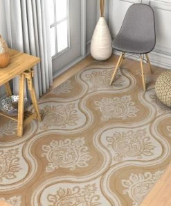 Well Woven Damask-ly Beige Modern Geometric Rug