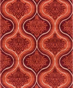 Well Woven Damask-ly Orange Modern Geometric Rug 2' X 3'