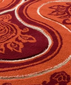 Well Woven Damask-ly Orange Modern Geometric Rug 2' X 3'