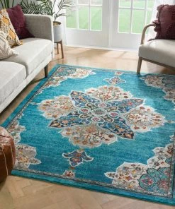 Well Woven Aidan Bohemian Vintage Floral Mandala Blue Rug 14 Well Woven Aidan Bohemian Vintage Floral Mandala Blue Rug