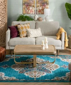 Well Woven Aidan Bohemian Vintage Floral Mandala Blue Rug 15 Well Woven Aidan Bohemian Vintage Floral Mandala Blue Rug