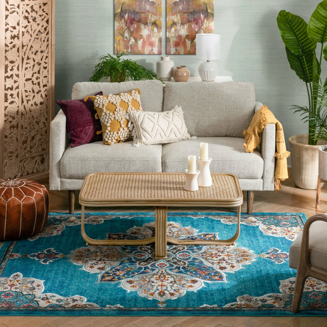 Well Woven Aidan Bohemian Vintage Floral Mandala Blue Rug 7 Well Woven Aidan Bohemian Vintage Floral Mandala Blue Rug