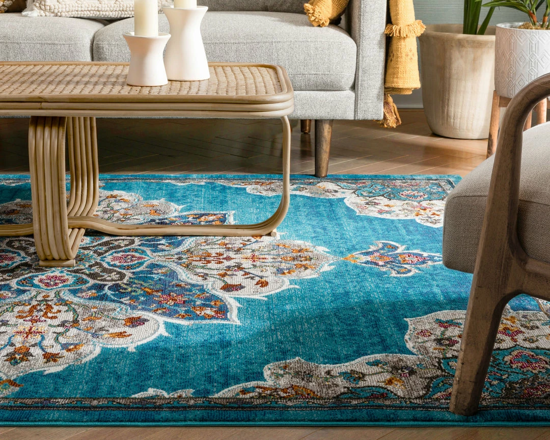 Well Woven Aidan Bohemian Vintage Floral Mandala Blue Rug 8 Well Woven Aidan Bohemian Vintage Floral Mandala Blue Rug