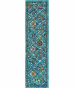 Well Woven Sabra Bohemian Vintage Panel Floral Blue Rug