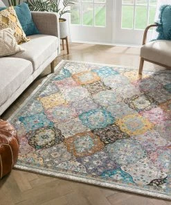Well Woven Gaia Bohemian Vintage Floral Trellis Multi Rug 14 Well Woven Gaia Bohemian Vintage Floral Trellis Multi Rug
