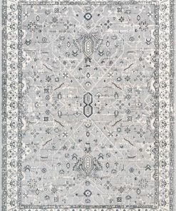 Well Woven Amare Vintage Botanical Floral Border Grey Rug