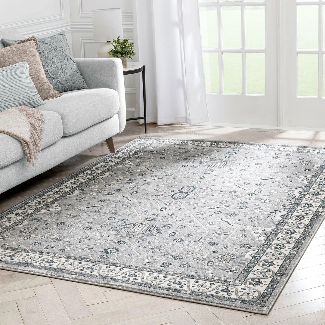 Well Woven Amare Vintage Botanical Floral Border Grey Rug 6 Well Woven Amare Vintage Botanical Floral Border Grey Rug