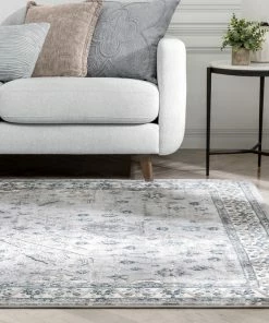 Well Woven Amare Vintage Botanical Floral Border Grey Rug 18 Well Woven Amare Vintage Botanical Floral Border Grey Rug