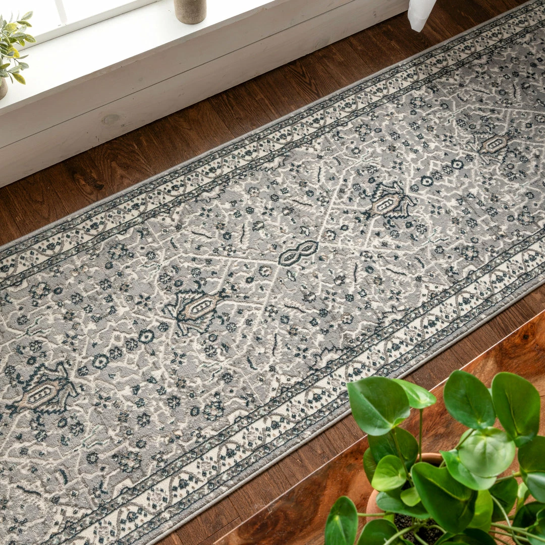 Well Woven Amare Vintage Botanical Floral Border Grey Rug 12 Well Woven Amare Vintage Botanical Floral Border Grey Rug