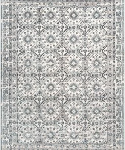 Well Woven Global Vida Vintage Eclectic Geometric Floral Grey Rug