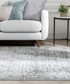 Well Woven Global Vida Vintage Eclectic Geometric Floral Grey Rug