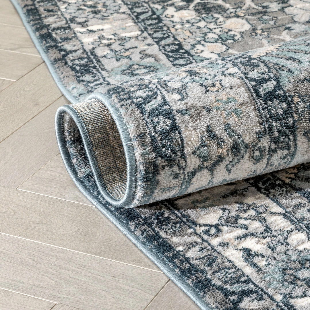 Well Woven Lennan Vintage Oriental Floral Border Blue Rug 9 Well Woven Lennan Vintage Oriental Floral Border Blue Rug