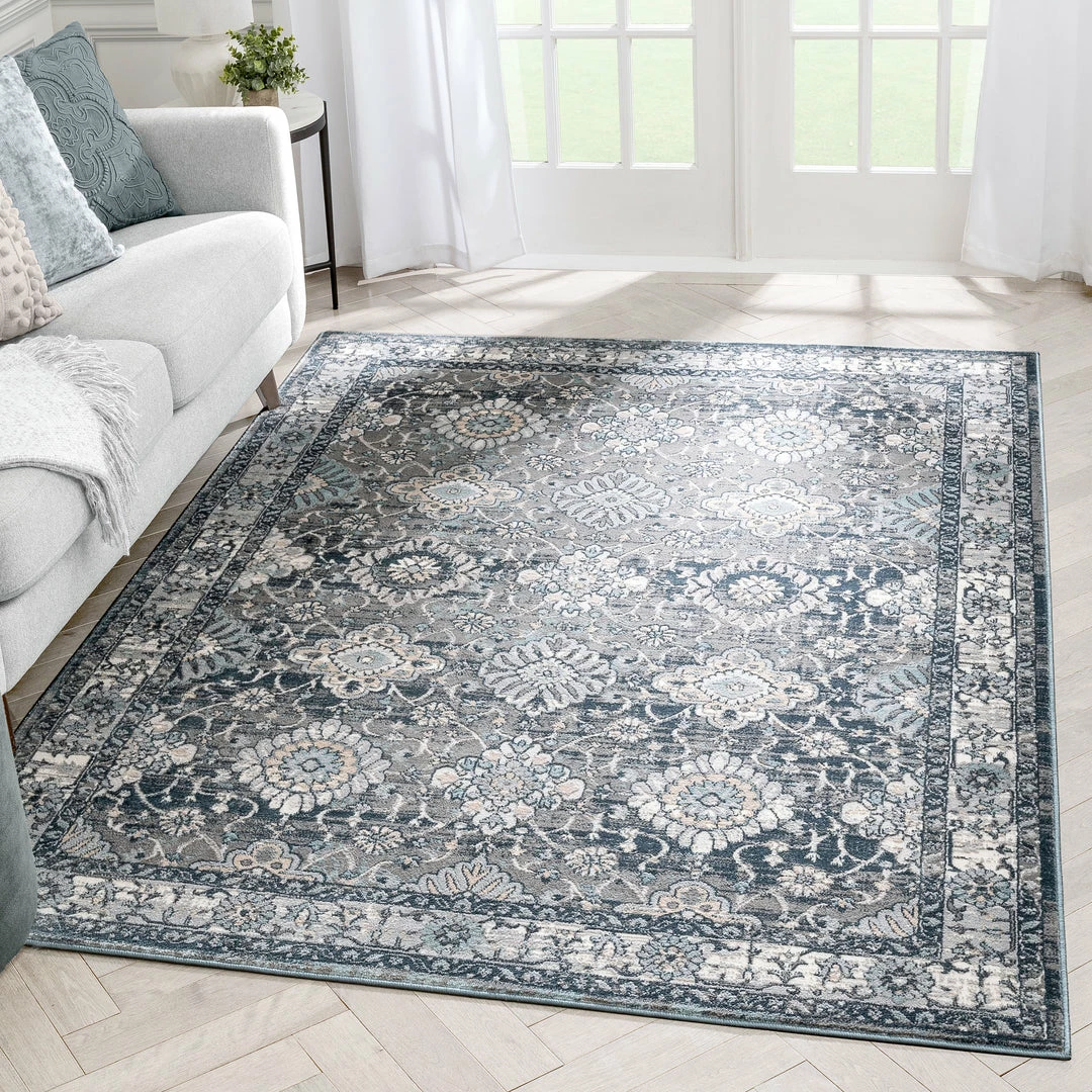 Well Woven Lennan Vintage Oriental Floral Border Blue Rug 1 Well Woven Lennan Vintage Oriental Floral Border Blue Rug