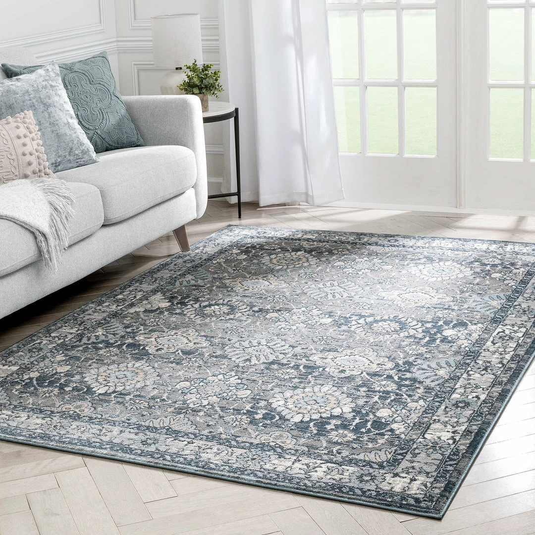 Well Woven Lennan Vintage Oriental Floral Border Blue Rug 6 Well Woven Lennan Vintage Oriental Floral Border Blue Rug