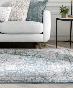 Well Woven Global Leif Vintage Medallion Blue Rug