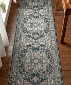 Well Woven Global Leif Vintage Medallion Blue Rug