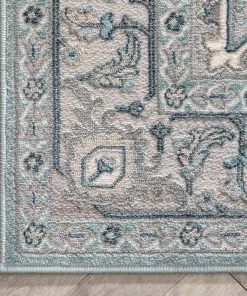 Well Woven Global Leif Vintage Medallion Light Blue Rug