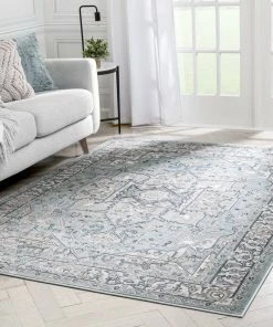 Well Woven Global Leif Vintage Medallion Light Blue Rug