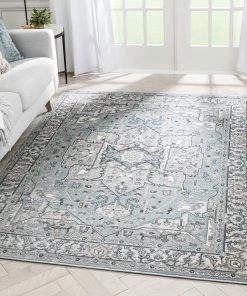 Well Woven Global Leif Vintage Medallion Light Blue Rug
