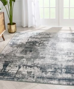 Well Woven Meade Modern Abstract Distressed Grey Rug