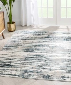Well Woven Ronan Modern Abstract Distressed Blue Rug