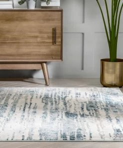 Well Woven Ronan Modern Abstract Distressed Blue Rug