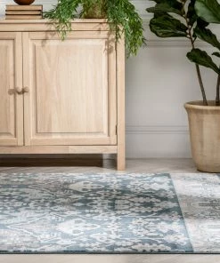 Well Woven Arial Vintage Oriental Persian Blue Rug Global