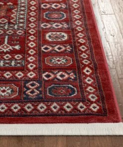 Well Woven Global Aldo Bokhara Tribal Geometric Pattern Crimson Rug